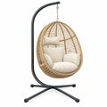 Fotel wiszący ogrodowy 105 x 105 x 195 cm rattanowy naturalny ze stalowym stelażem